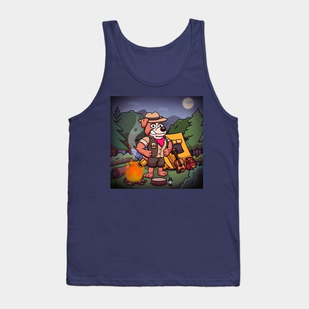 Cartoon Boxer Dog Ranger On Mysterious Campsite Tank Top by TheMaskedTooner